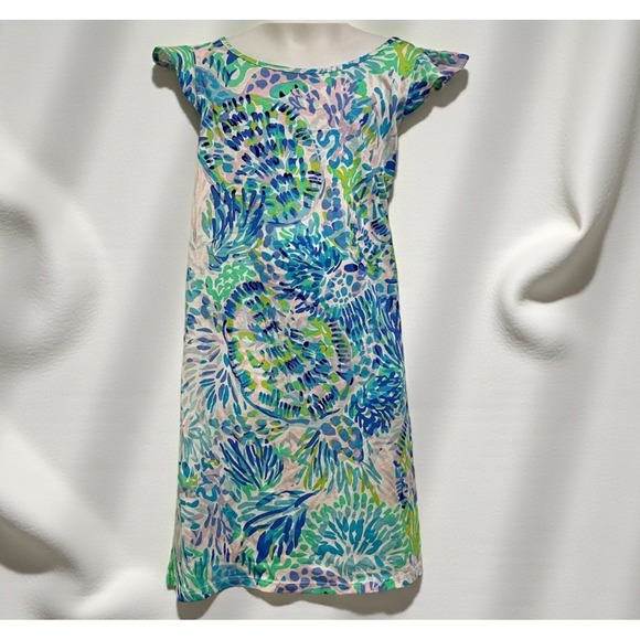 NWOT Lilly Pulitzer Ella Dress Shell Of A Party Girls Flutter Sleeve Size L 8 10 - Picture 6 of 10